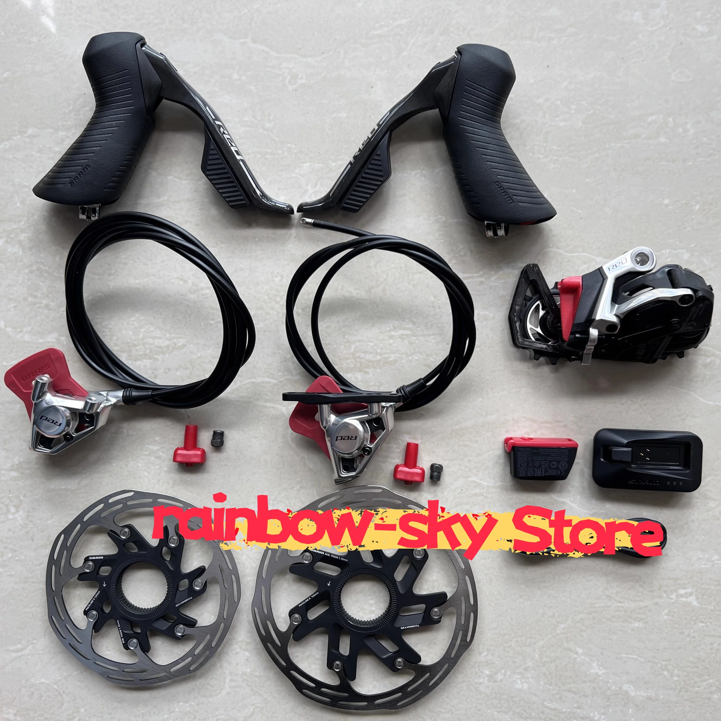 

RED AXS E1 hydraulic disc brake + front derailleur + rear derailleur + batteries + charger + 160mm rotors