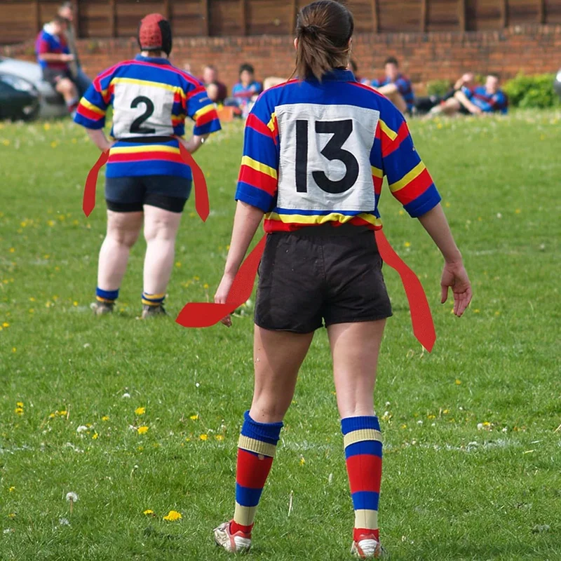 Flag Football Belts, 14 Player Adjustable Flag Football Set For Sports Training Competition (Red & Blue)