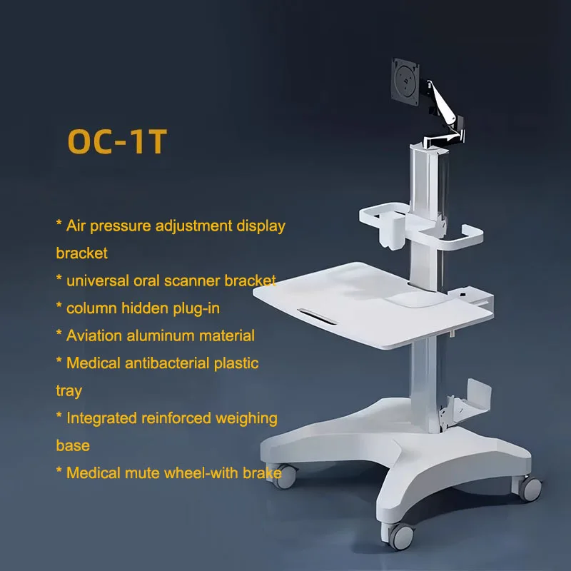 Dental Cart with Computer Holder Portable Medical Trolley Hospital Trolley Height Adjustable for Dental Clinic Hospital