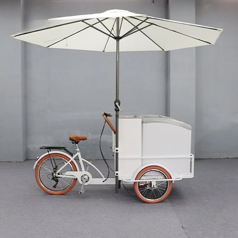 

Transparent glass cabinet 129L freezer truck Commercial ice cream cold drink takeaway truck Street view stall tricycle