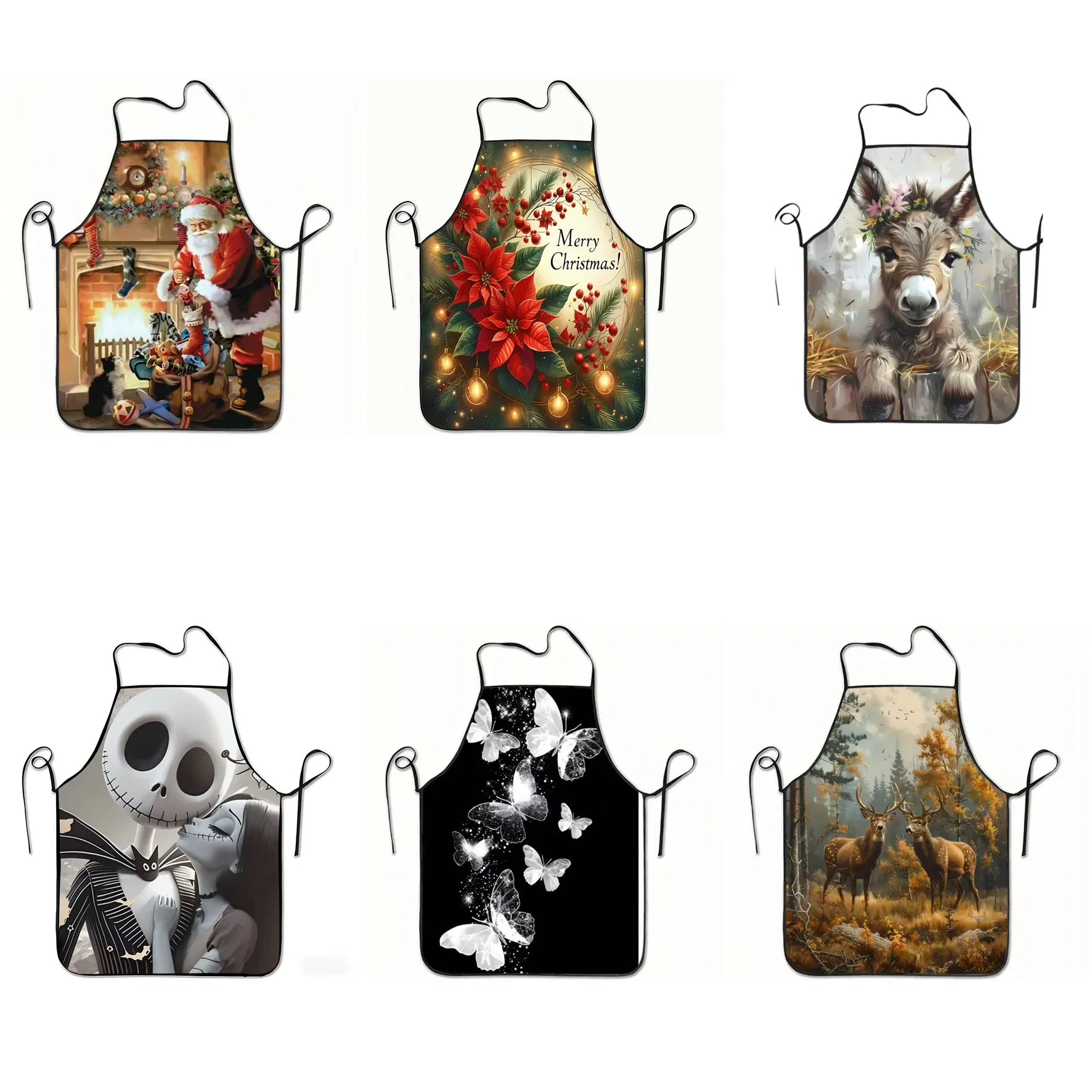 

Рождественский фартук Санта-Клауса, праздничный подарок для семьи, унисекс, кухонная одежда для выпечки со праздничным принтом для мужчин и женщин
