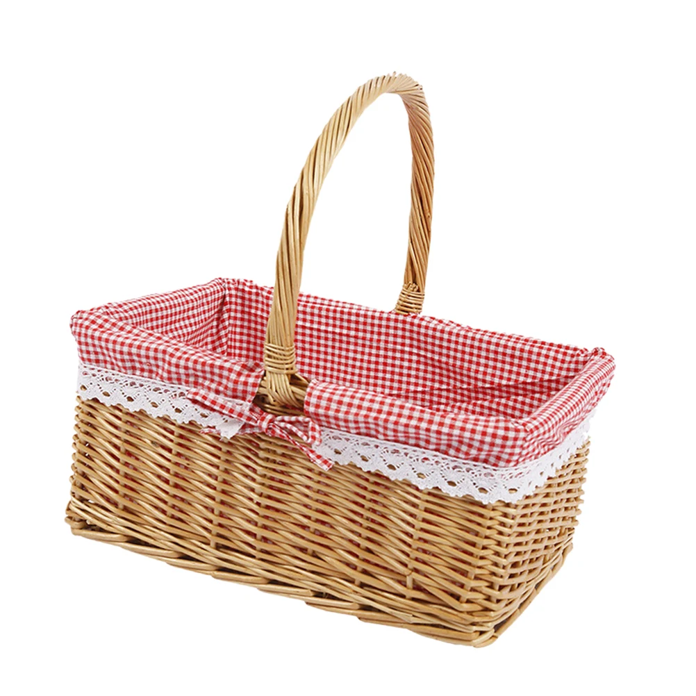 

Creative Simulation Rattan Basket Pink Portable Dessert Storage Snacks Large Capacity Durable Safe Home Party Wedding Decorative