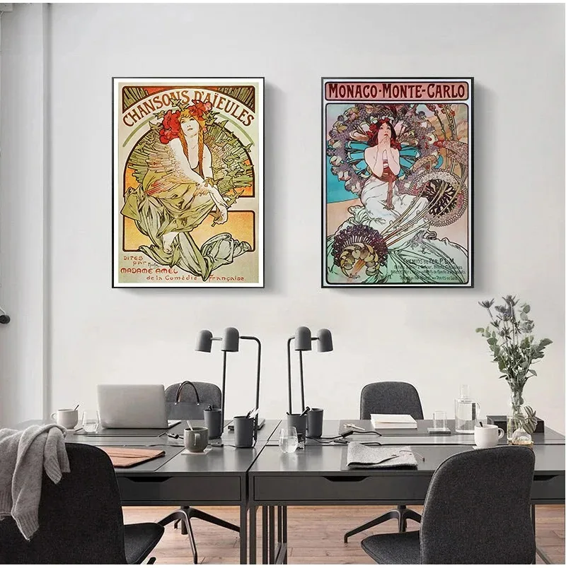 Vintage Alphonse Mucha Classic Artwork Nouveau Art Poster and Prints Canvas Painting Wall Art Pictures Home Room Decor