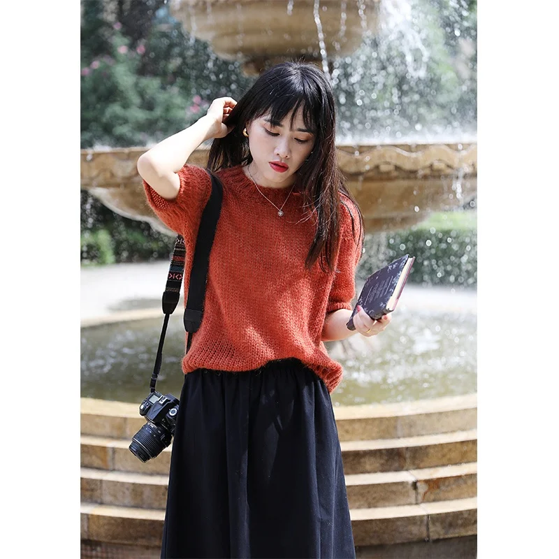 

e Soft Camere Knitted Sweater Women's Faion Commute Sle round Ne ort Sve Regular Fit Pure Color Autumn