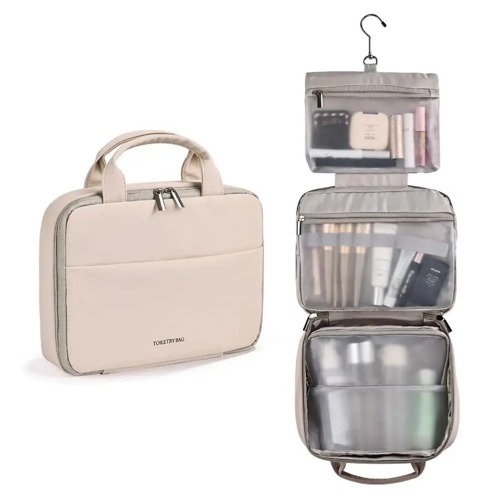 

Portable Foldable Makeup Bag PU Handheld Travel Toiletry Bag Dry and Wet Separation Large Capacity Women Wash Bag Cosmetic Pouch