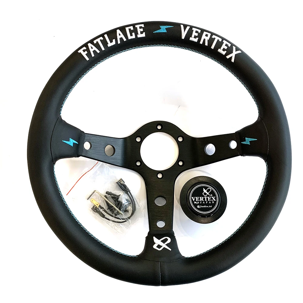 Tiypeor JDM Redesign FATLACE VERTEX Wheel Racing Embroidery Leather Car Steering Wheel