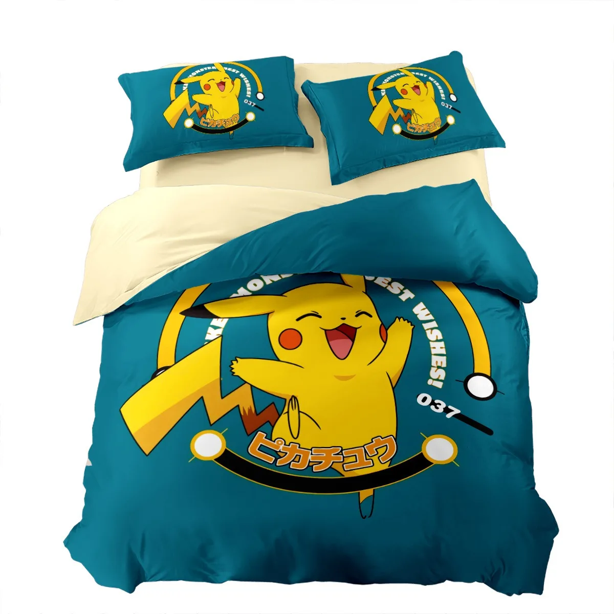 Imagem -03 - Pokémon Pikachu Anime Bedding Conjunto para Crianças e Meninas Desenhos Animados Kawaii Capa de Edredão