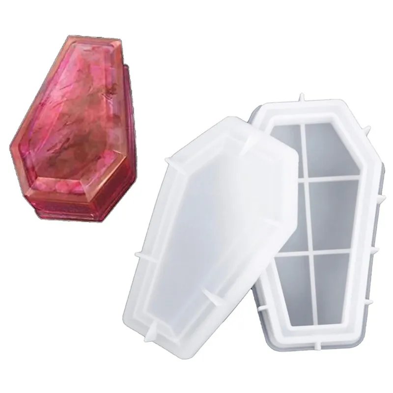 Moldes de silicona de resina para Halloween, caja de almacenamiento, molde de fundición decorativo para Halloween, DIY