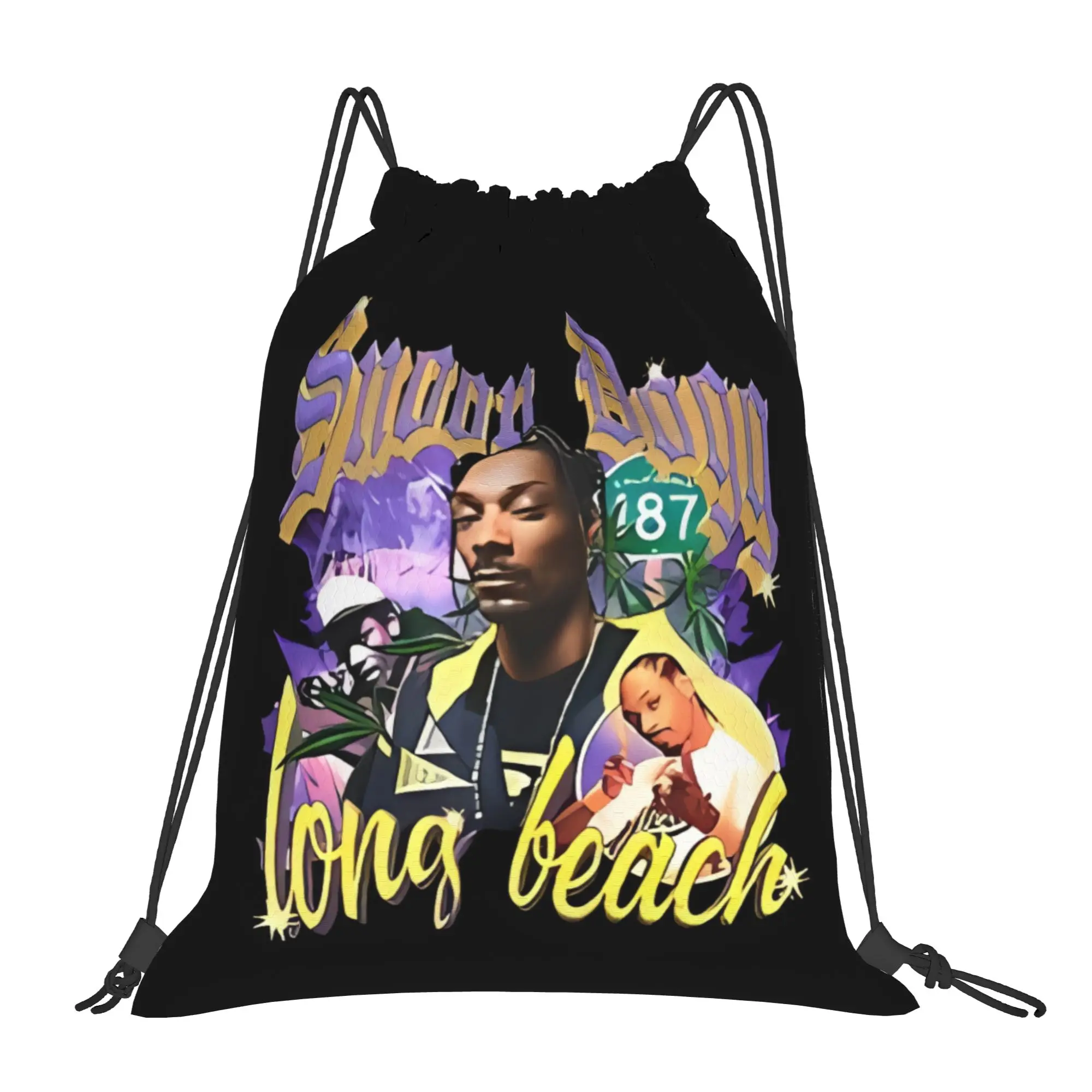 

Портативные дорожные сумки на шнурке в стиле Neon Music Legend Snoop Dogg, рюкзаки для езды на велосипеде, рюкзаки для хранения вещей в спортзале