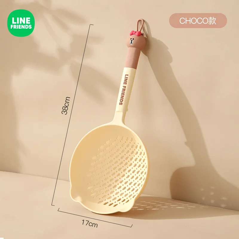 New Kawaii Brown Bear Sally Cony Large Colander Anime Cute Home Non-Stick Anti-Scalding Long Handle Draining Mesh Skimmer Spoon