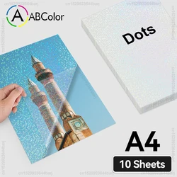 10 Sheets Adhesive Holographic Sand Cold Laminating Film Waterproof A4 Broken Glass Stars Paper Sheets DIY Photo Laminating Film