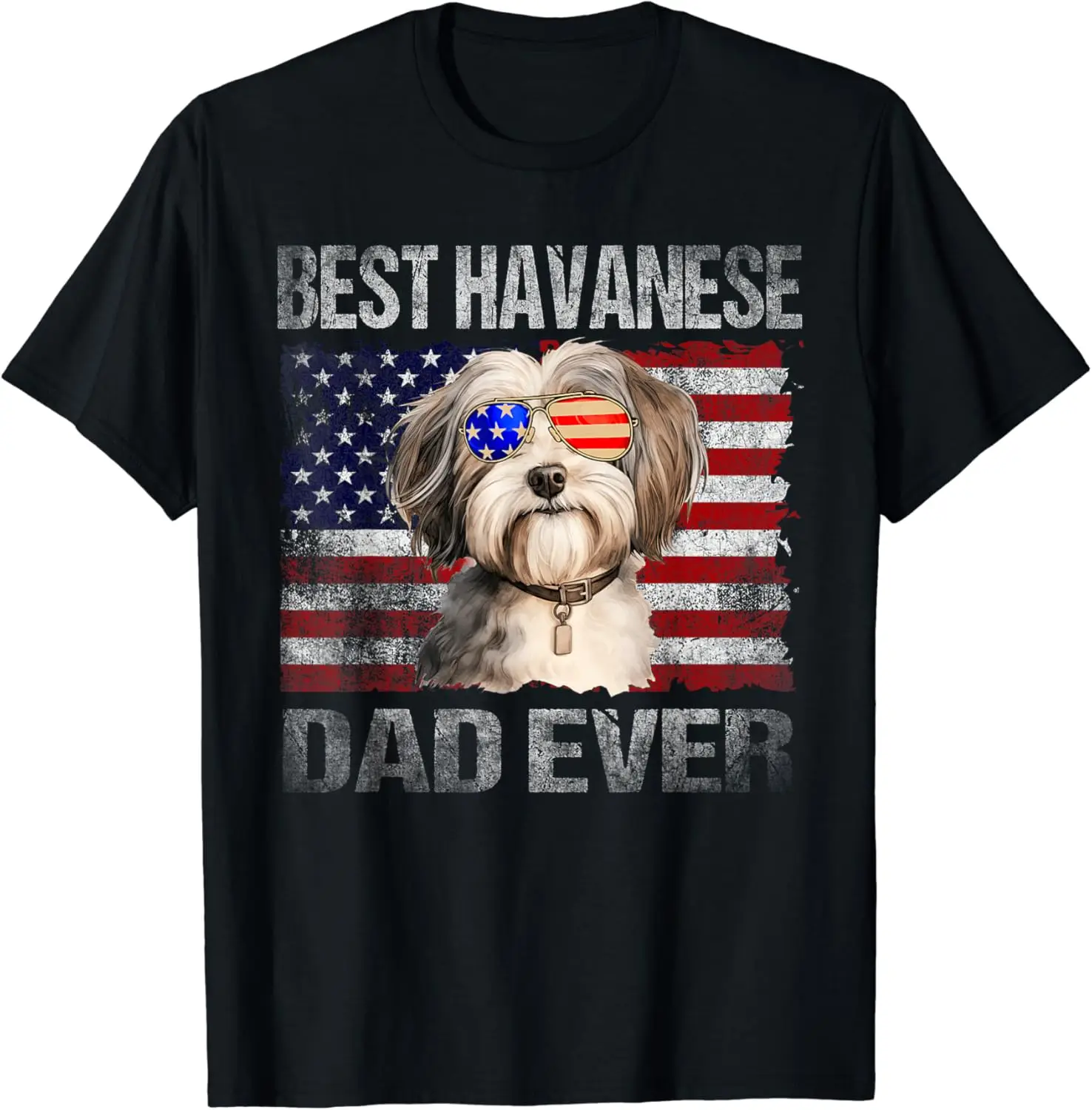 Best Havanese Dad Ever American Flag 4th of July T-Shirt