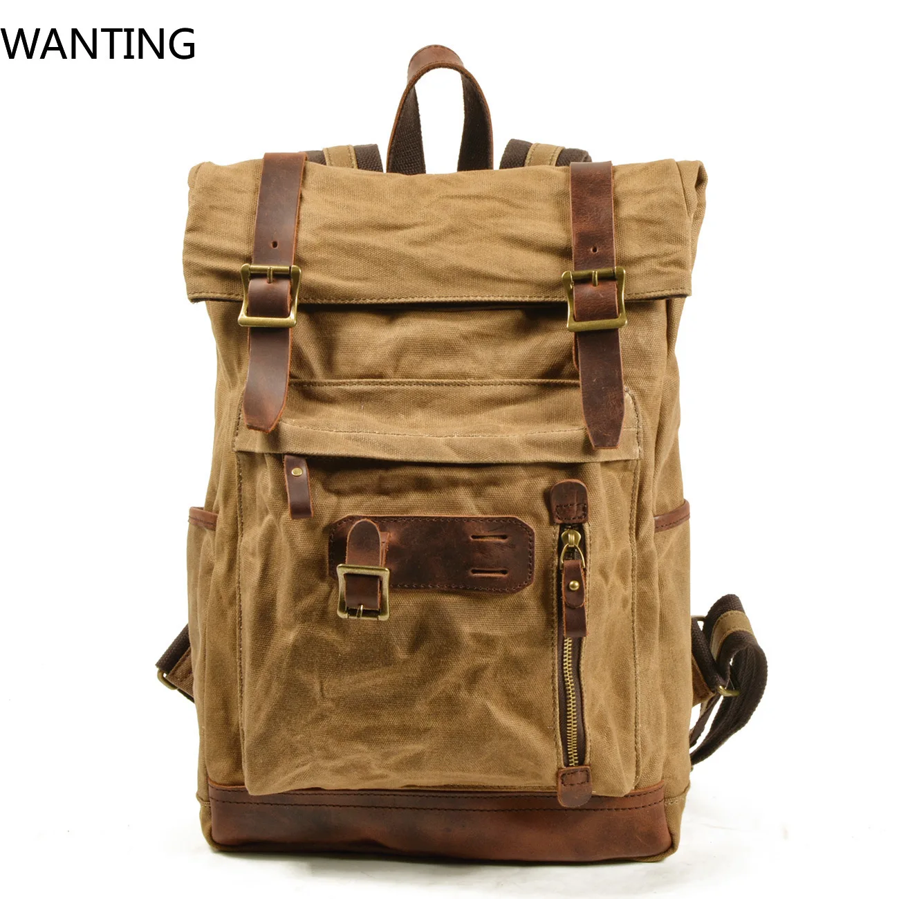 

Muchuan Canvas Backpack Men Outdoor Mountaineering Bag Knight Motorcycle Backpack Waterproof Breathable Army Fan Travel Bag