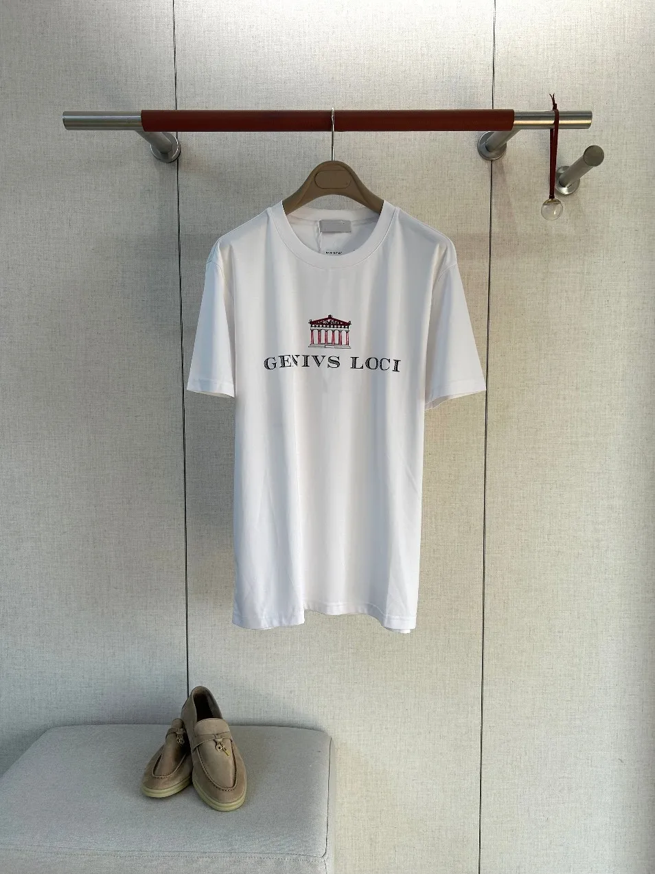 T-shirt pour homme style Old Money en coton longues fibres mercerisé, imprimé architecture classique, doux pour la peau, manches courtes