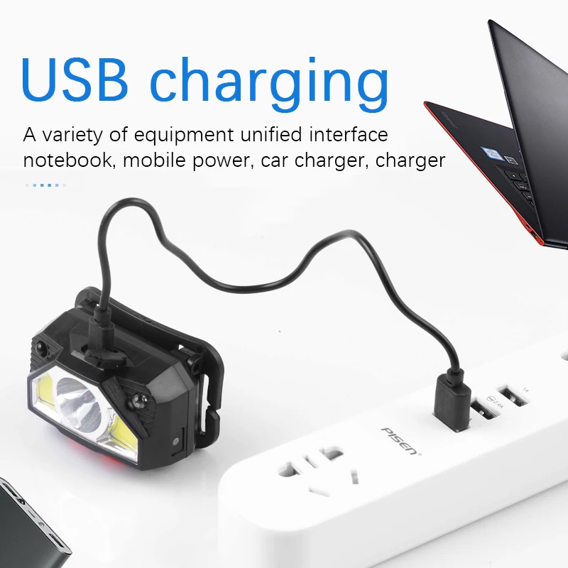New USB Rechargeable LED Headlamp High Lumen Lithium Battery Waterproof Headlight
