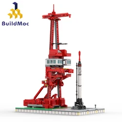 BuildMOC Launchs-Complex SpaceXs-Falcon 9 로켓 베이스 빌딩 블록 세트, 1:110 우주 발사기 벽돌, 교육 완구, 어린이 선물