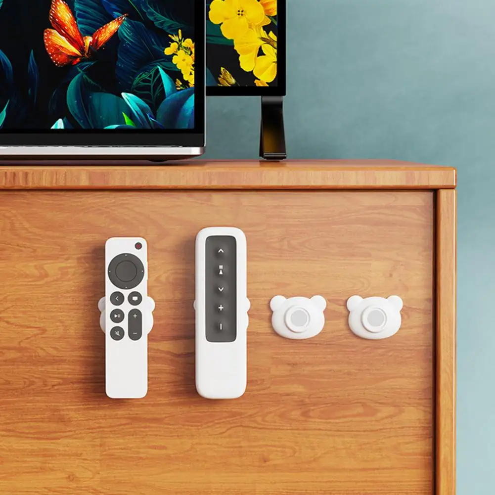 

Self-adhesive Magnetic Hook Adorable Cartoon Bear Magnetic Hooks for Home Organization Remote Control Storage Set of 2 Round