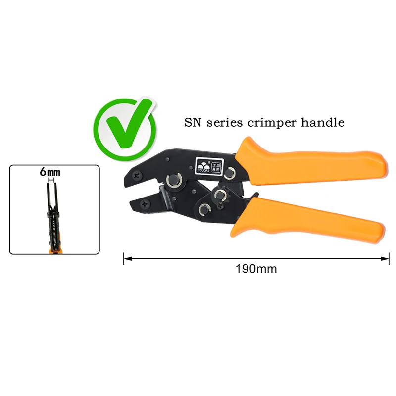 1pcs Crimping Pliers jaw SN (Jaw Width 6mm/Pliers 190mm) for Shaped 2.8 4.8 6.3/Tubular TE VE/Insulated RV SV Terminals Tools