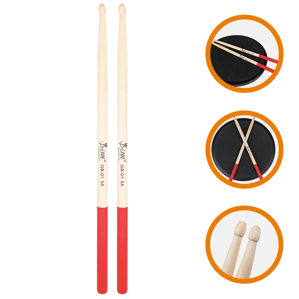 Children and Adults Beginners Practice Playing Drum Sticks Drumsticks Non-slip Maple Percussion Drumming Red