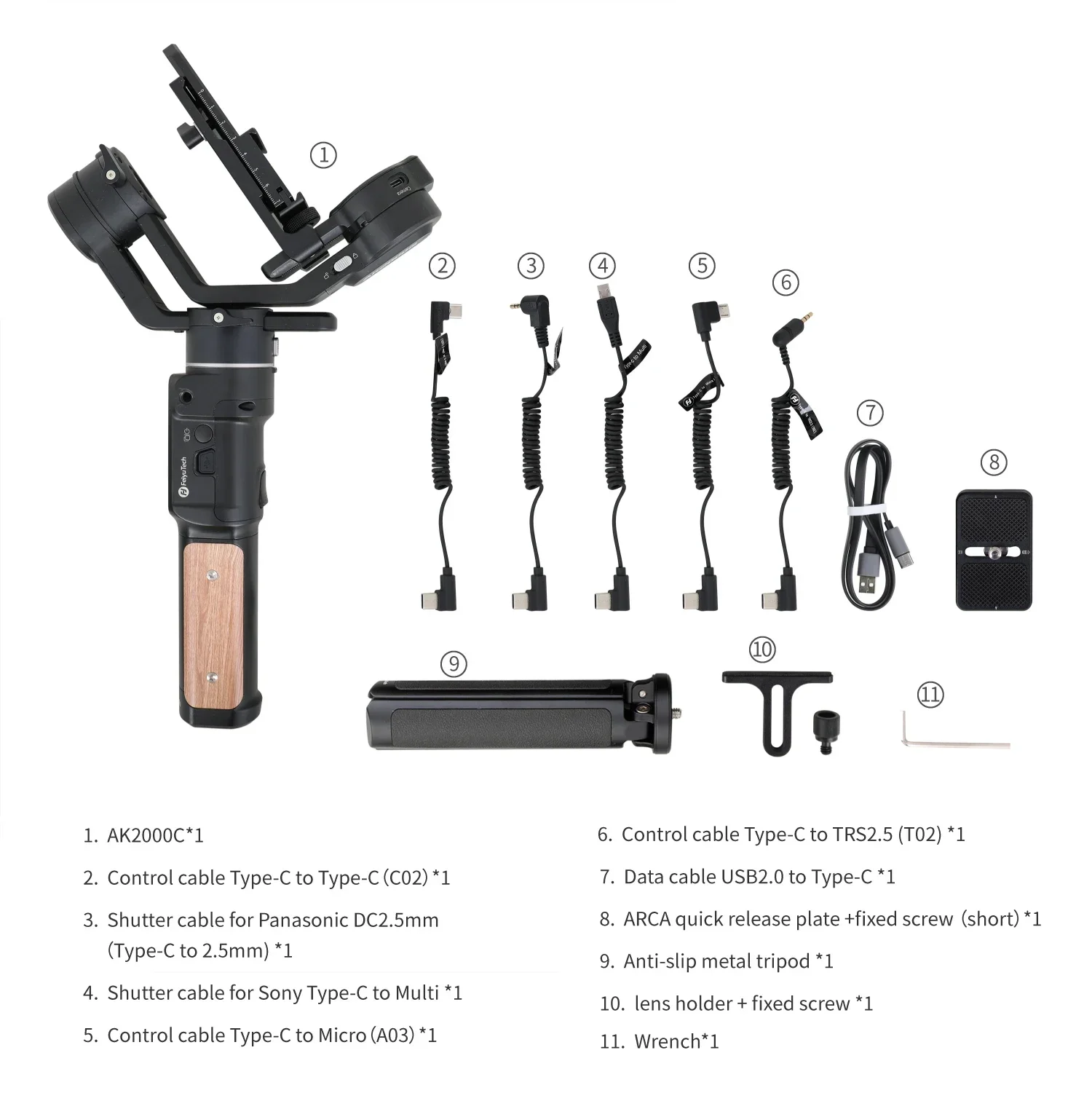 AK2000C 3-Axis Handheld gimbal stabilizer for DSLR Mirrorless Camera Canon Nikon  Fujifilm playload 2.2KGS