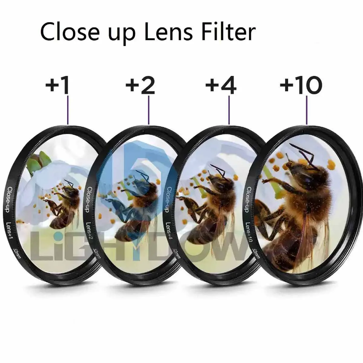 Universal 4-in-1 Macro Shooting Magnifying Filter Close-Up Lens Set for All Cameras +1 +2 +4 +10