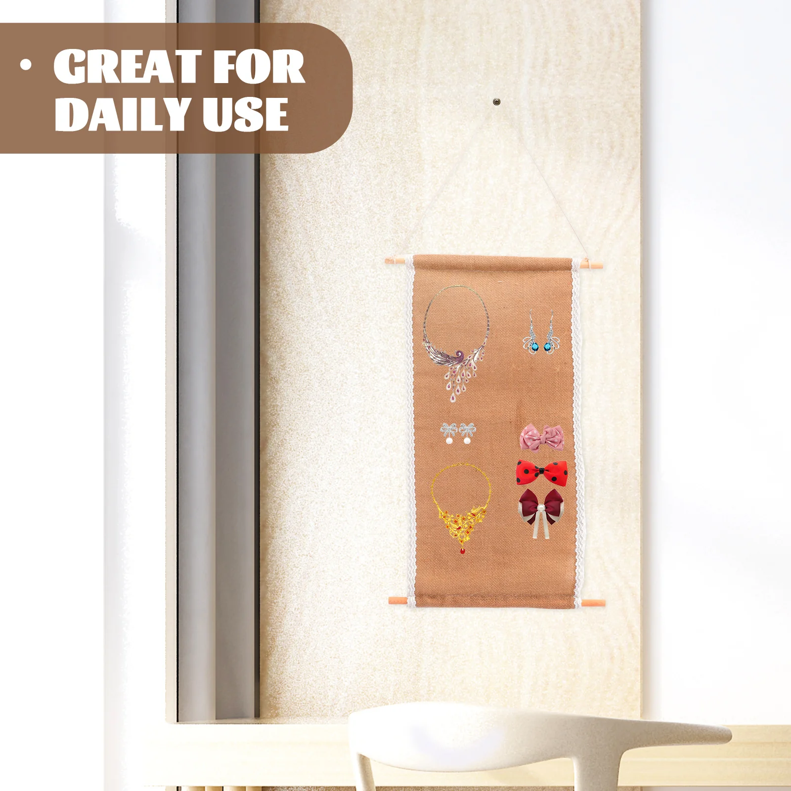 

Household Hanging Jewelry Earring Bracelet Necklace Storage Organizer Mounted Mesh Earring Display Rack Beads Cable