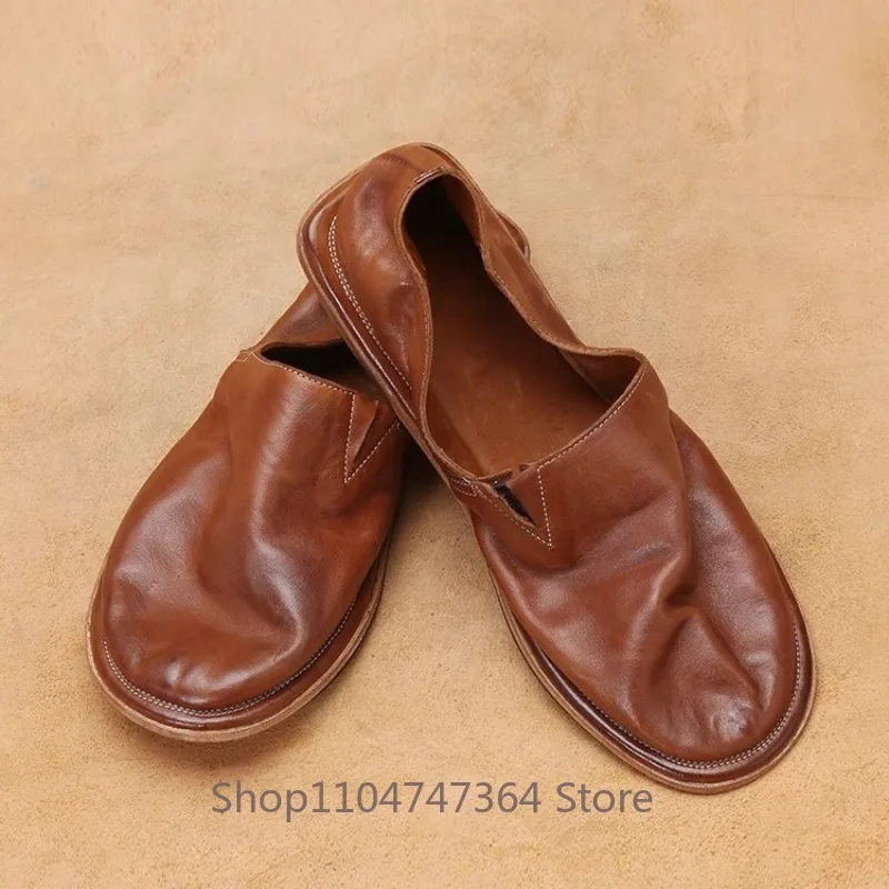 Japanese Handmade Fisherman Shoes Cowhide Slip-on Men Outdoor Casual Shoes Soft and Comfortable Driving Shoes Mocassin Homme