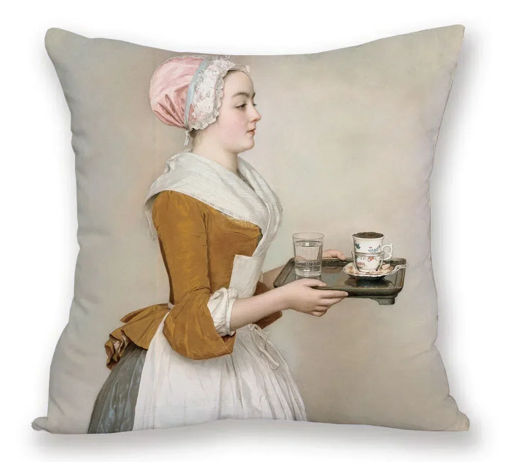 Johannes Vermeer Girl with A Pearl Earring The Milkmaid Mona Lisa Beauty Portrait Cushion Covers Decorative Pillows for Sofa