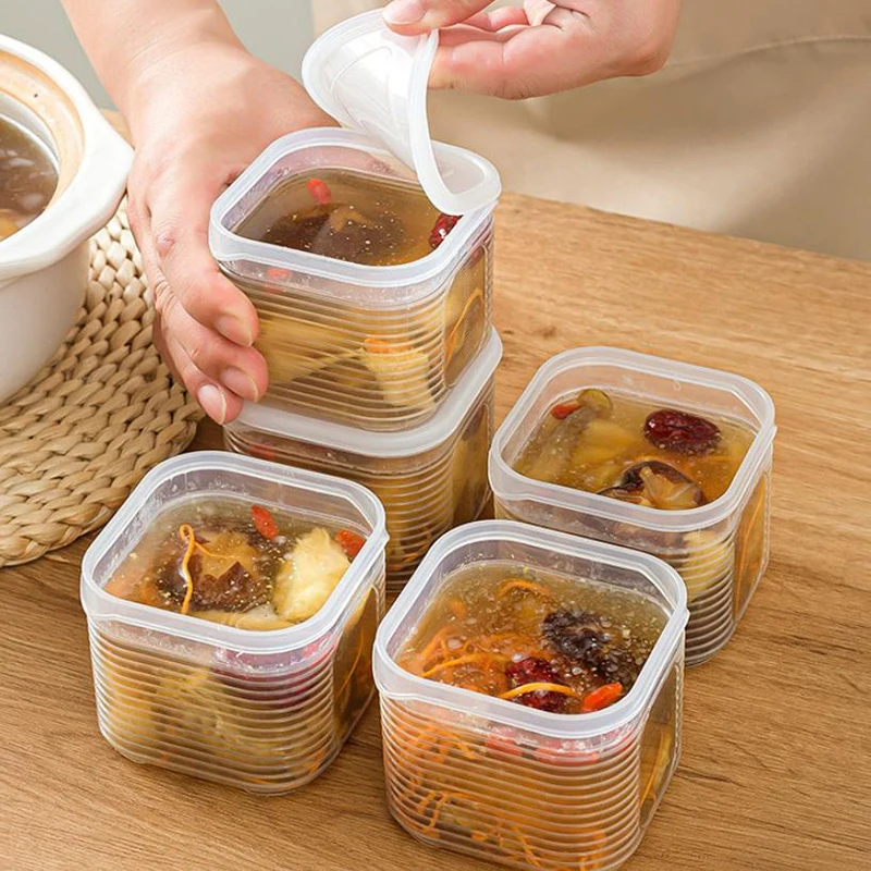 Food Storage Container 6 Grids Vegetable Fruit Fresh-keeping Box With Lid For Refrigerator Kitchen Spice Seasoning Storage Jar