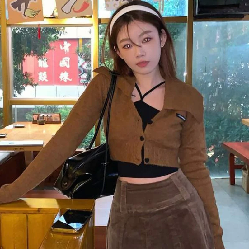 

Sets Women Spring Cardigan Knitting Solid Sweet Long Sleeve All-match Camis Sexy Fashion Aesthetic Ladies Korean Style Stylish