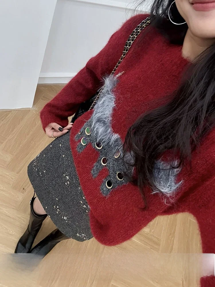 

Зимняя юбка А-силуэта с высокой талией от Zhang a Xing, с пайетками, повседневная, универсальная, с изысканной отделкой, легко сочетается с любым нарядом