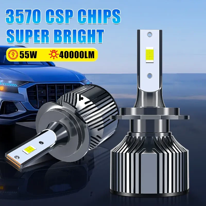 Carshark H7 LED Bulbs Headlight 55W 40000LM CSP H1 H4 H11 H8 H9 Auto Lamps Turbo Ice 9005 HB3 9006 HB4 9012 Hir2 Car Fog Lights