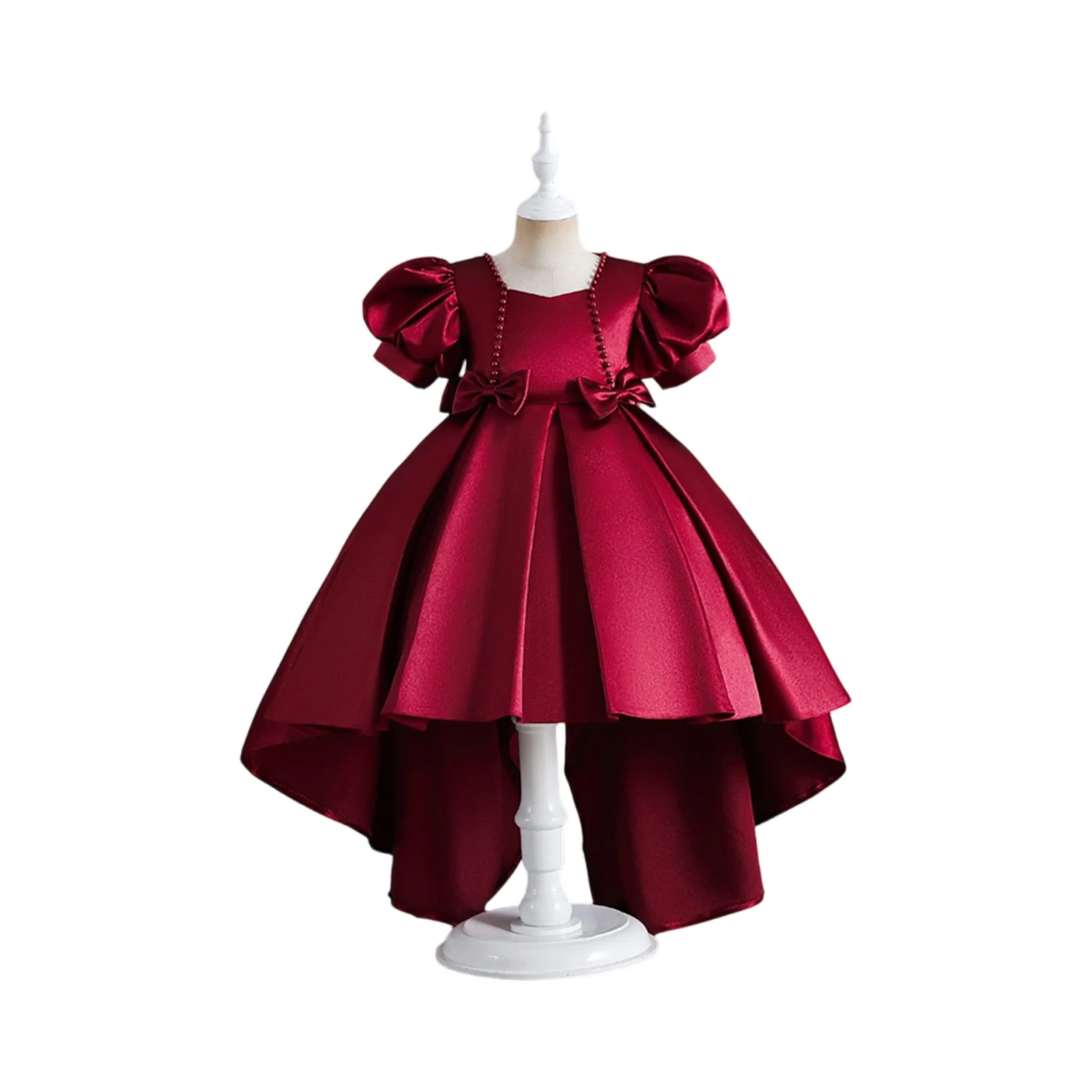 

Summer Dresses Formal Party Dress For Girl Children Costume Trailing Princess Dresses Girls Clothes Bow Birthday Wedding Gown