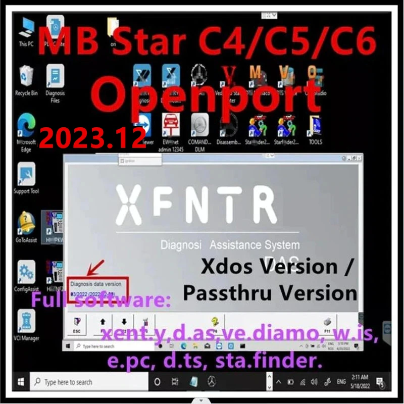 برنامج xenter لأداة التشخيص التلقائي ، أحدث Openport ، التركيب والتفعيل عن بعد ، D. S ، W ، I.S ، E ، P.C ، MB STAR ، SD ، C4 ، C5 ، C6 ، 2022