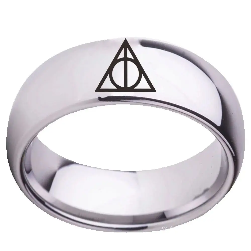 Bezpłatny statek biżuteria ze stali nierdzewnej film Harry Potter pierścionek z reliktami śmierci moda obrócony trójkątny pierścionek dla kobiet mężczyzn biżuteria