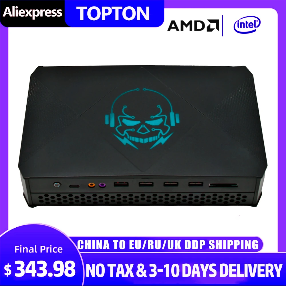 Topton Portable Mini PC Nuc Intel Core i9 11900H i7 1165G7 Desktop Computer Dual Ram Dual M.2 NVMe SSD 3x4K Display Gaming HTPC