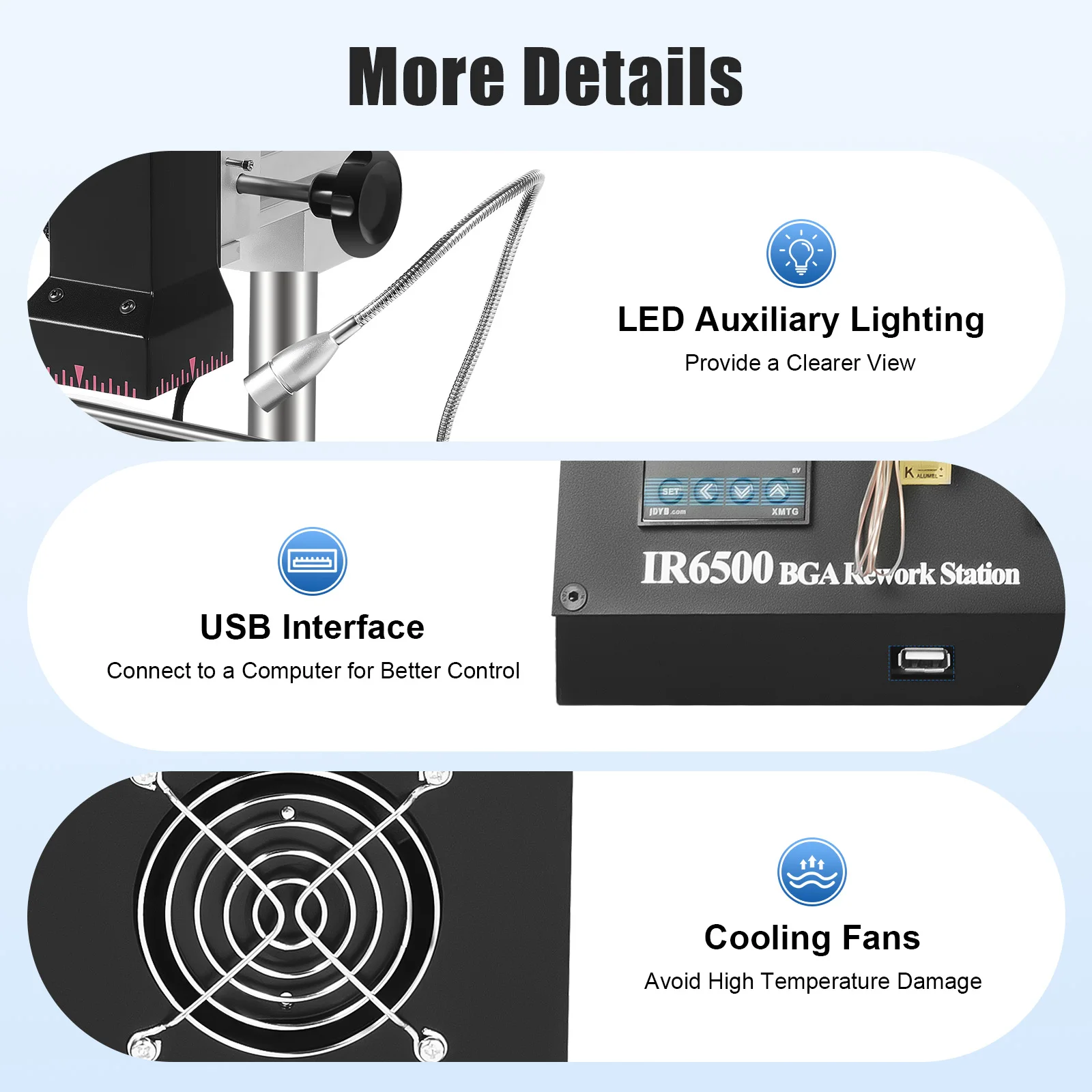 BGA Rework Station 1250W Welding Hot Plate IR Heating USB Connectivity Precision Welding Tool for BGA/CSP Repair