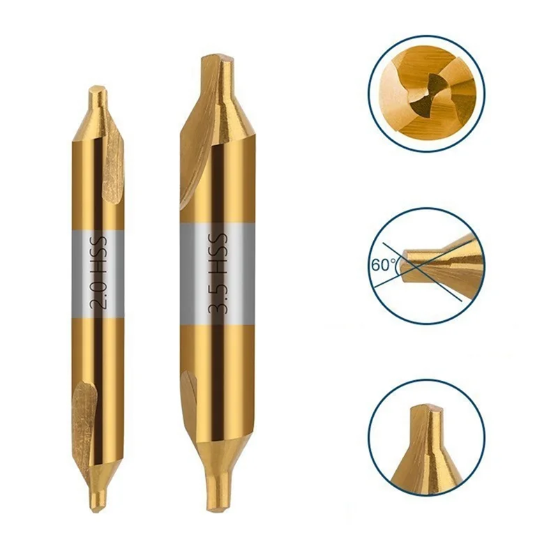 Y50A-6 PCS Center Drill Assembly เหล็กความเร็วสูง 1.0 1.5 2 2.5 3.5 5.0 มม.เหมาะสําหรับเครื่องกลึงโลหะการประมวลผล