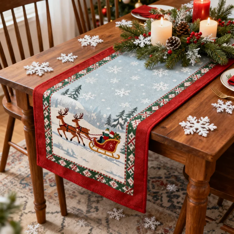 

Рождественский Санта-олень, пряничная дорожка для стола, праздничное украшение, праздничный домашний декор, подарок для семейной вечеринки, атмосфера