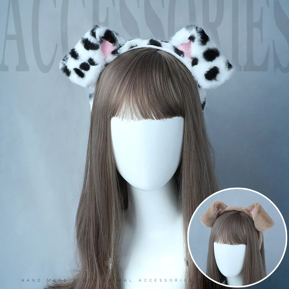 Animal Folded Spotted Dog Ear Hairband Headwear Cosplay Anime Furry Headband Lolita Hair Hoops Party Costume Accessories