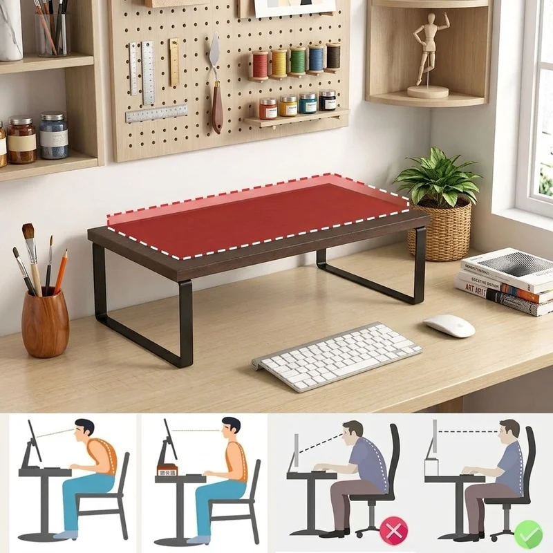 Computer Monitor Riser Stand, Desktop Storage Rack Organizer for Home Office, Space Saving Computer Desk Shelf for Accessories