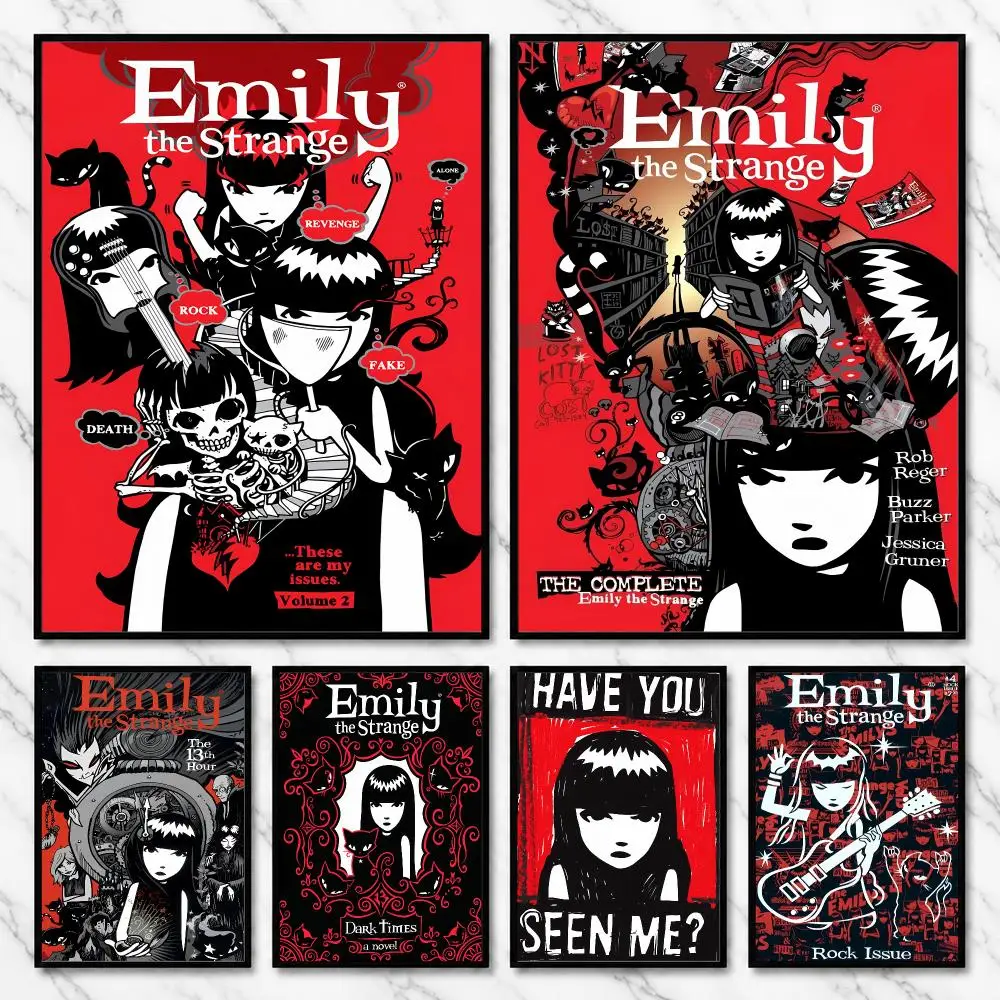 Emily the Strange Alternative Goth Punk Visual Scene Poster Self-Adhesive Unframed Fashion Wall Prints for Office & Home Decor