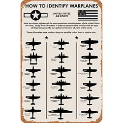 WWII Planes，How To Identify Warplanes Metal Tin Sign 12x8 Inch | Gift for Pilot, Men, Dad, Boyfriend, Him, WallArt,Aviation Art