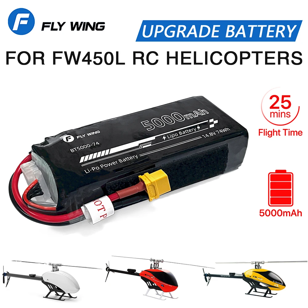 Fly Wing FW450L 5000mAh 4S Lipo Bateria ACE Tattu 14.8V 35C Atualização Bateria com XT60 Plug Para Helicópteros RC 25min Tempo de Voo