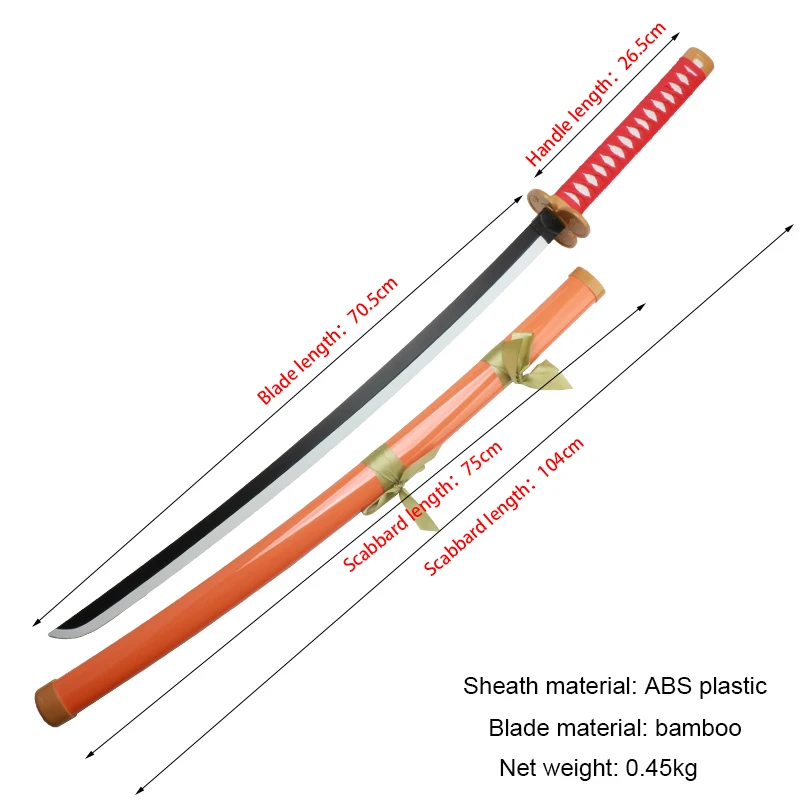 アニメのコスプレの木製の刀,104cm,日本の剣の装飾,オリジナルギフト