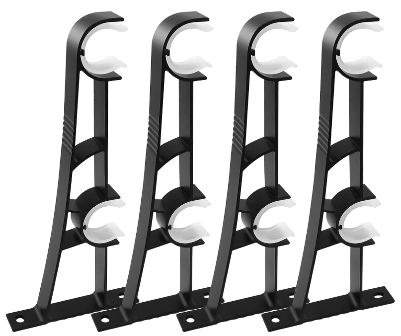 4pcs Heavy-Duty Double Curtain Rod Brackets Aluminium Side Brackets Fitted With 8 Anchor Bolts For Static Track Hooks