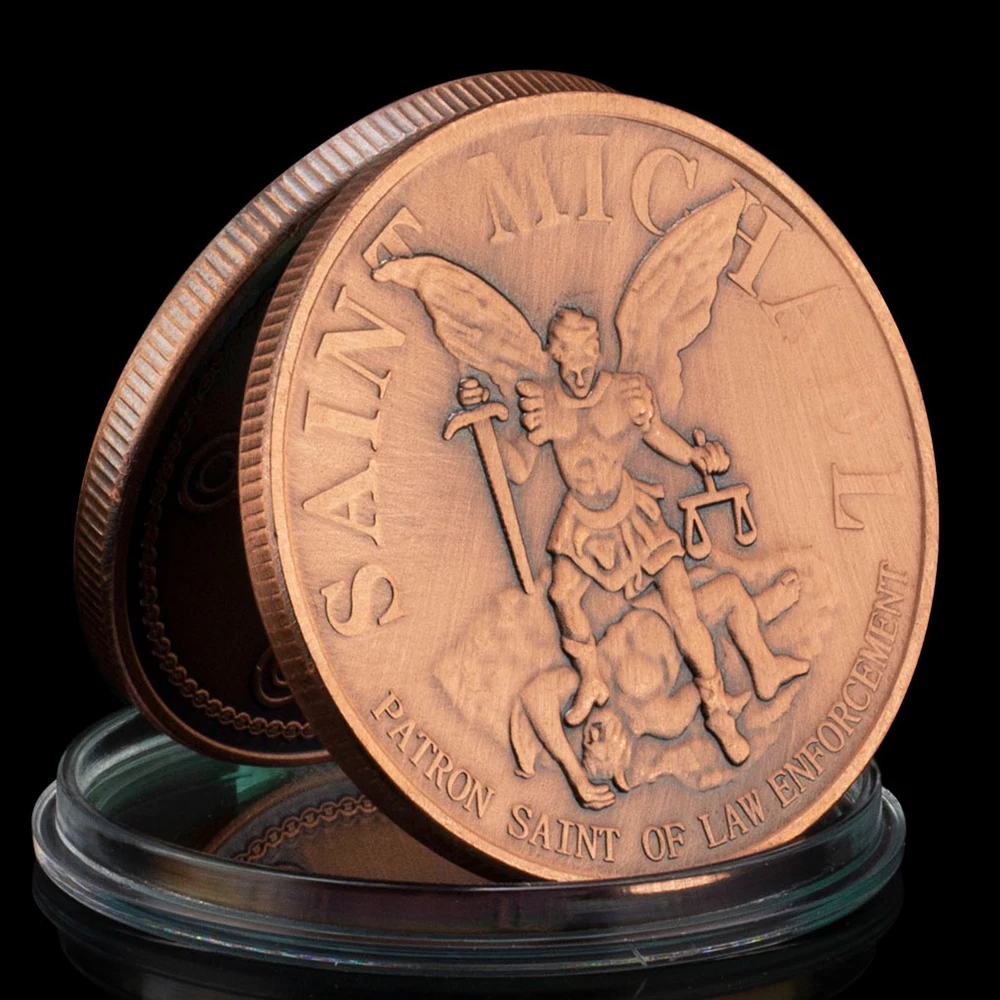 US Seattle Police Department Souvenir Bronze Plated Coin Patron Saint of Law Enforcement ST.Micheal Challenge Coin