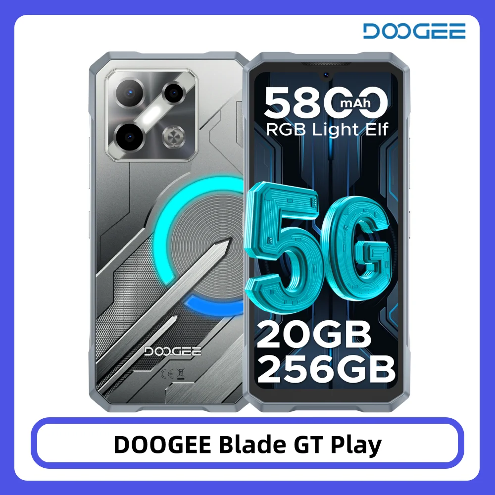 Téléphone robuste DOOGEE Blade GT Play 5G, 20 Go (8+12) 256 Go, écran 6,72 pouces 120 Hz, effet lumineux LED, Dimensity 7025, appareil photo IA 50 MP, NFC