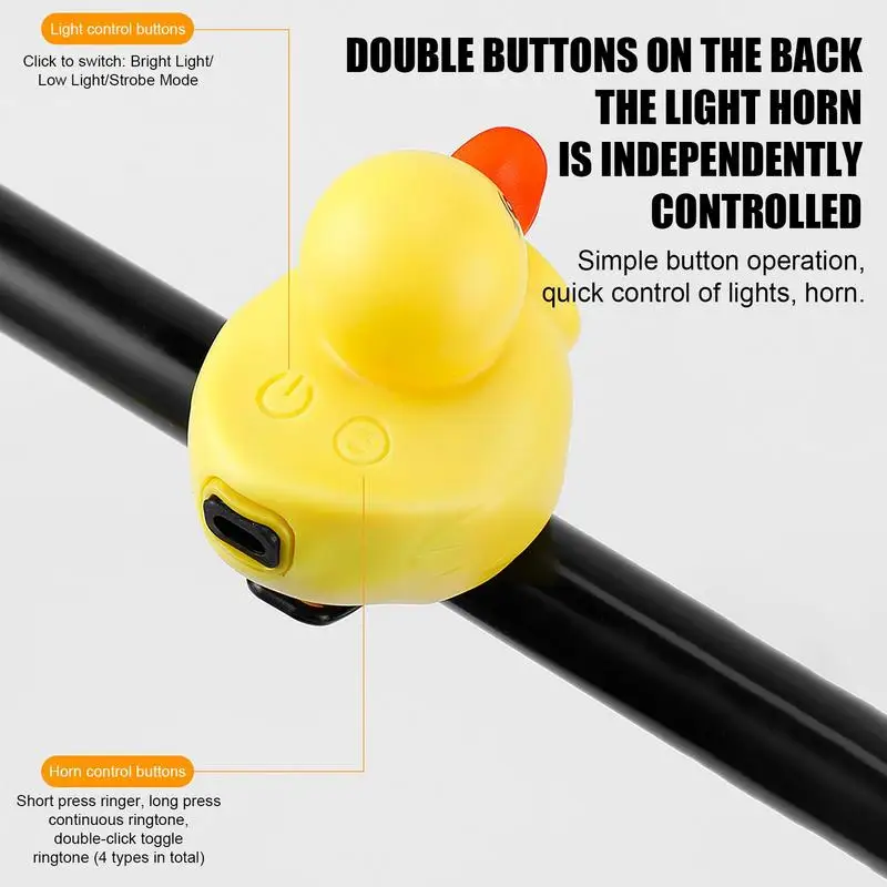 Bicycle Duck Bell With Light Duck Car Ornaments Cycling Accessories Helmets Decor Cycling Accessories Practical Light With Easy