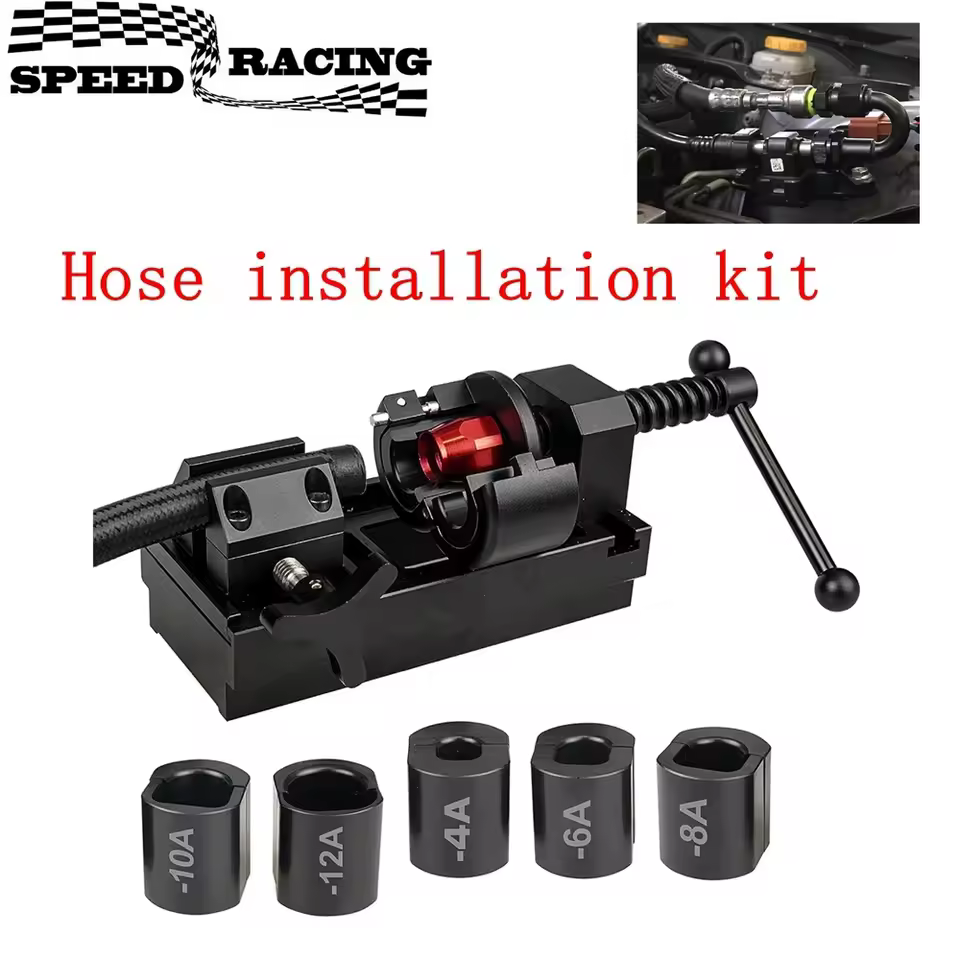 Fuel Line Fittings Installation Tool Kit, Aluminum Alloy Rotary Fuel Hose Connection Bracket For 4AN 6AN 8AN 10AN 12AN Connector